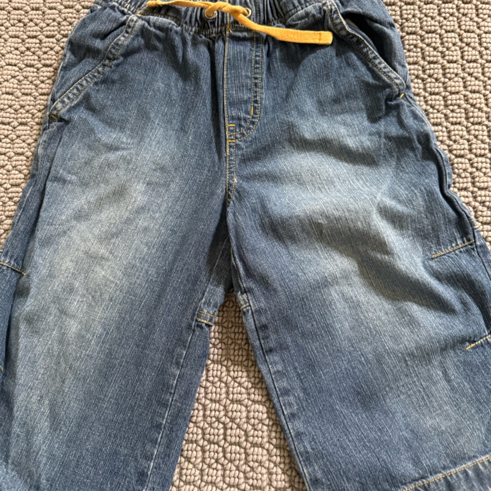 Mini Boden Denim Shorts with Yellow Accent